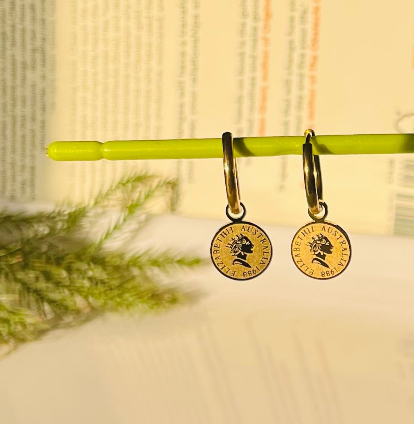 Queen Elizabeth Coin Hoop Earrings