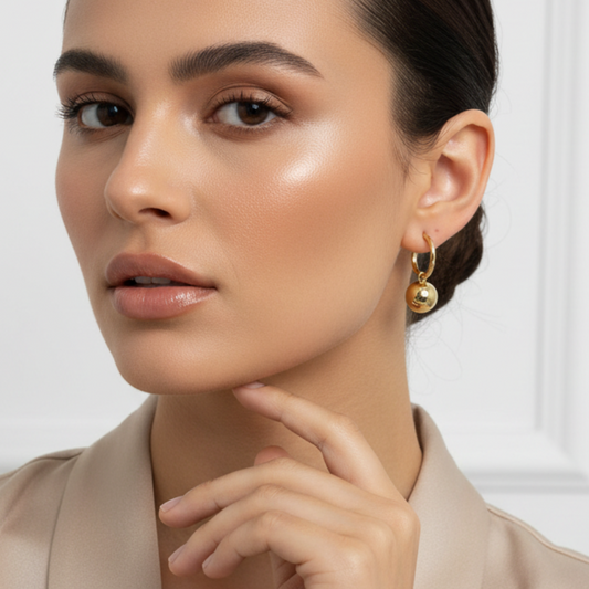 Gold Ball Drop Earrings