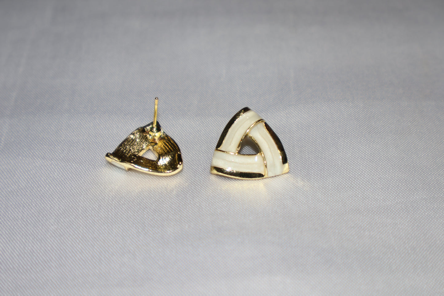 Triangle White Stud Earrings
