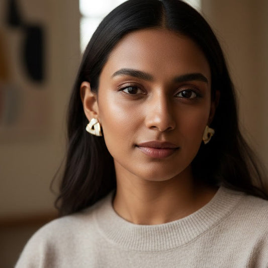 Triangle White Stud Earrings