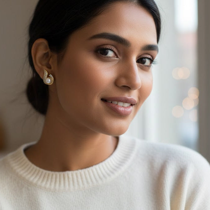 Pearl Crystal Drop Earrings