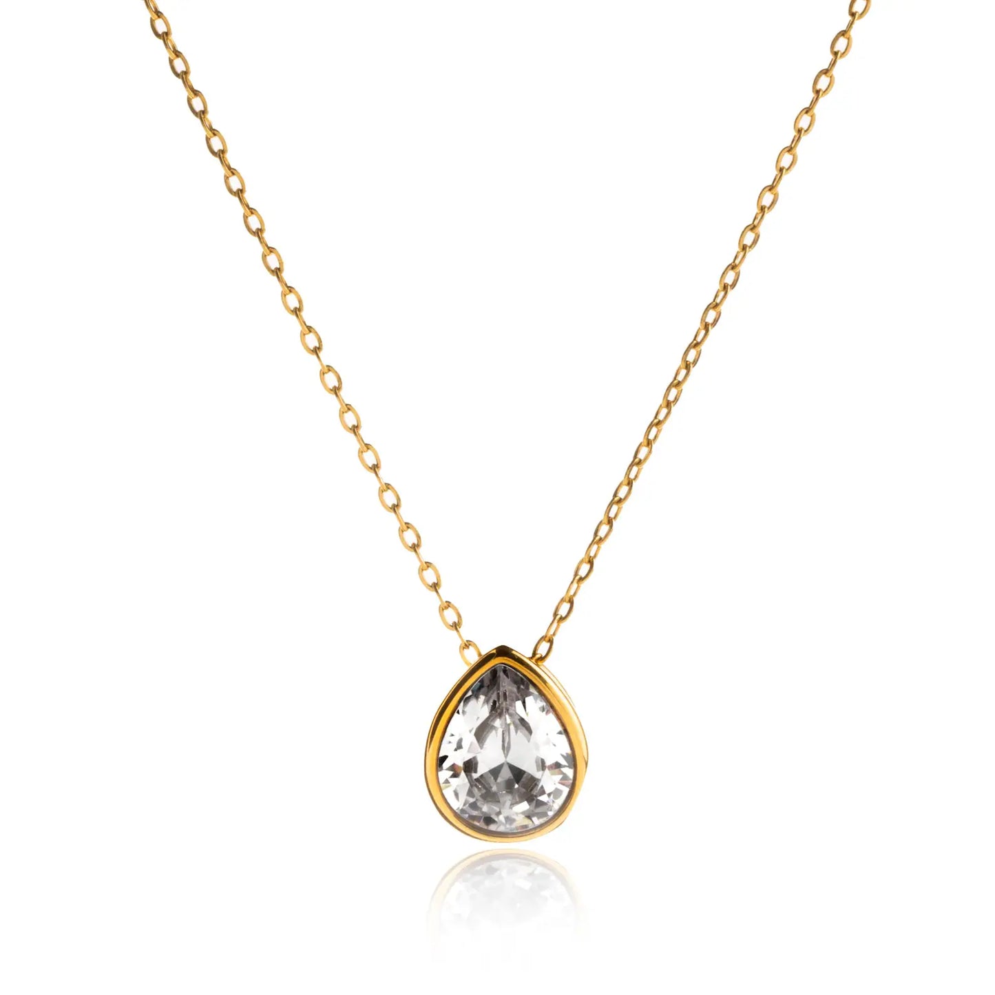 Cubic Zirconia Water Drop Pendant - White