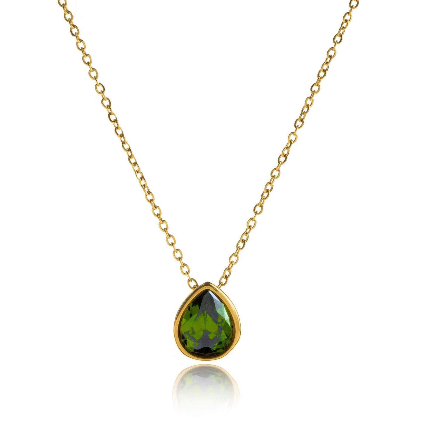 Cubic Zirconia Water Drop Pendant - Green