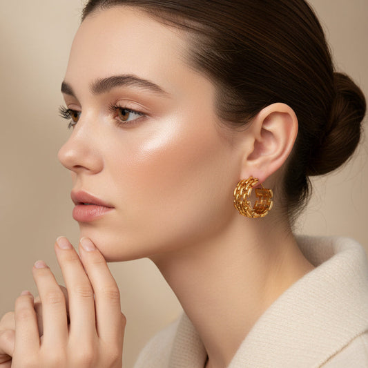 Twist Braided Hoops Gold