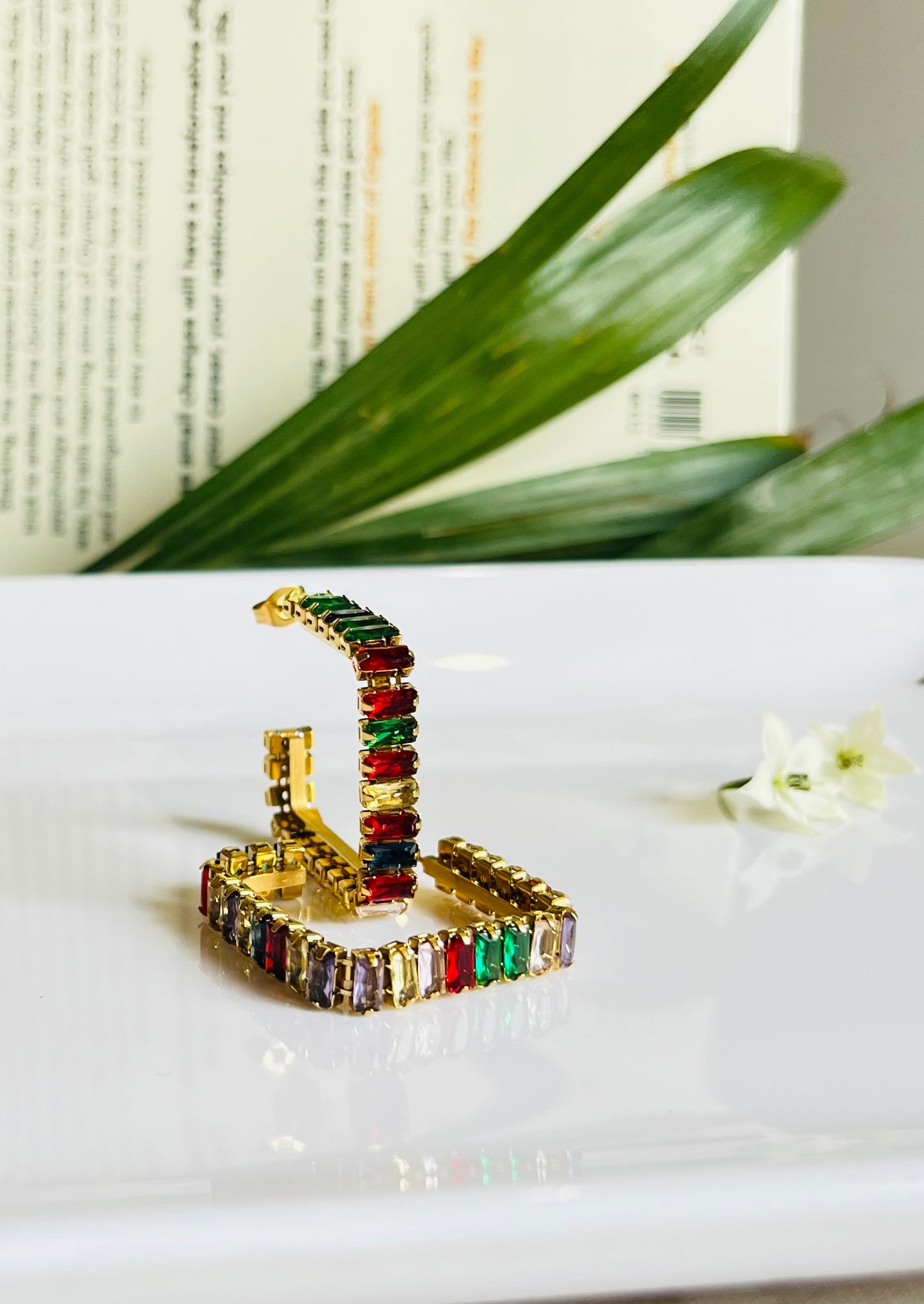 Multicolor Zircon Huggie Hoops