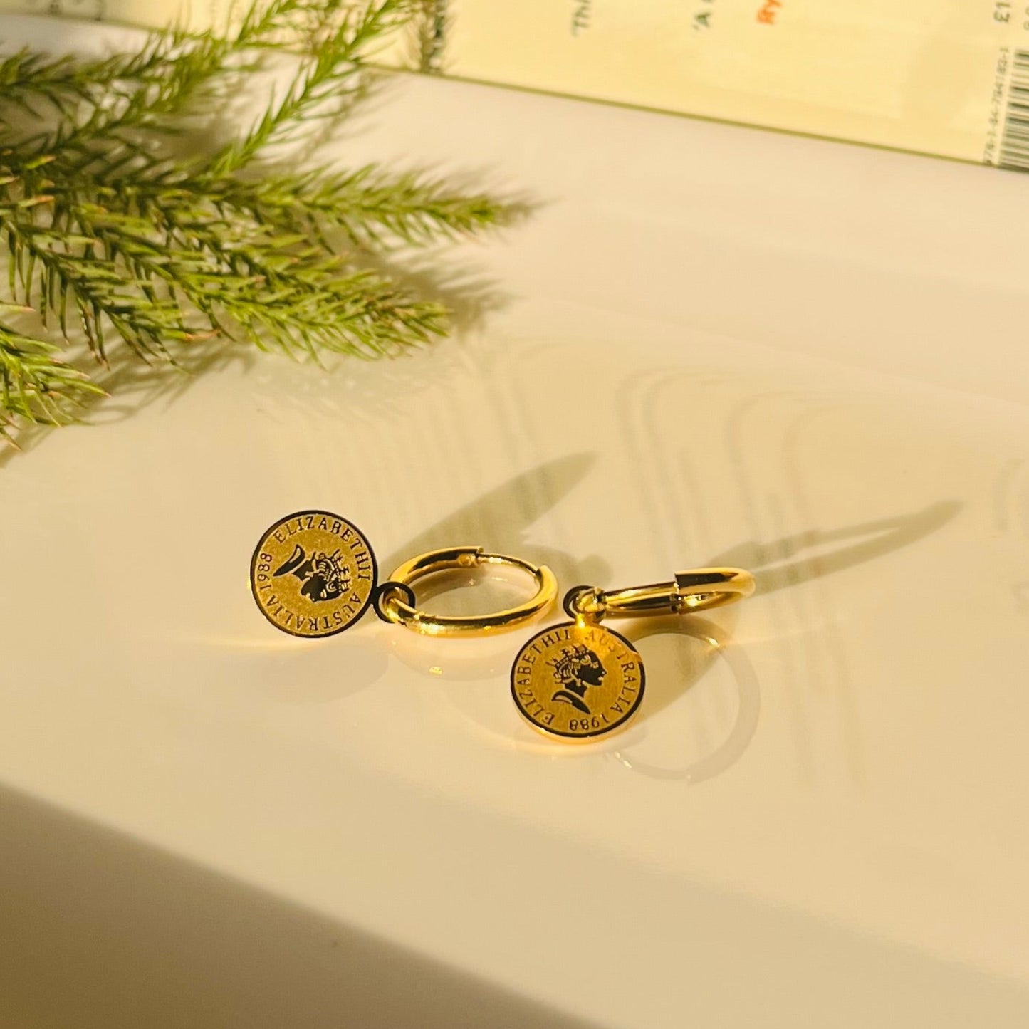 Queen Elizabeth Coin Hoop Earrings